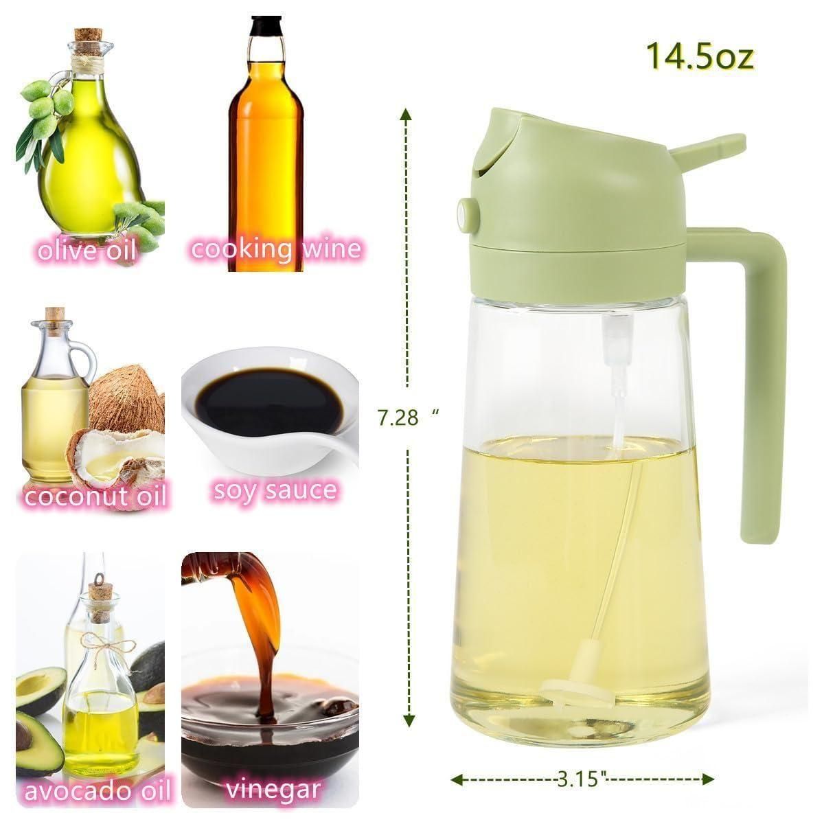 Olive Oil Dispenser, 2 in 1 Oil Sprayer for Cooking, 500ml Glass Oil Spray Bottle with Pourer, Food-Grade Oil Dispenser for Kitchen, Salad, Frying, BBQ and nin Air Fryer, kitchen appliances