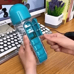 2-in-1 Pill Organizer Water Bottle with Weekly Medicine Box