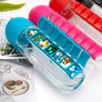 2-in-1 Pill Organizer Water Bottle with Weekly Medicine Box