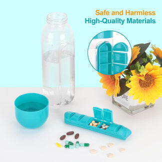 2-in-1 Pill Organizer Water Bottle with Weekly Medicine Box