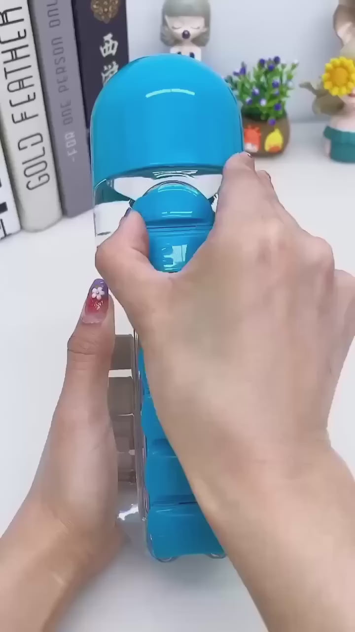 2-in-1 Pill Organizer Water Bottle with Weekly Medicine Box